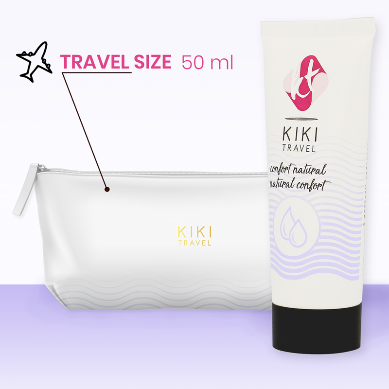 KIKÍ TRAVEL - CONFORT NATÜRLICHES SCHMIERMITTEL 50 ML Produktverpackung und Details