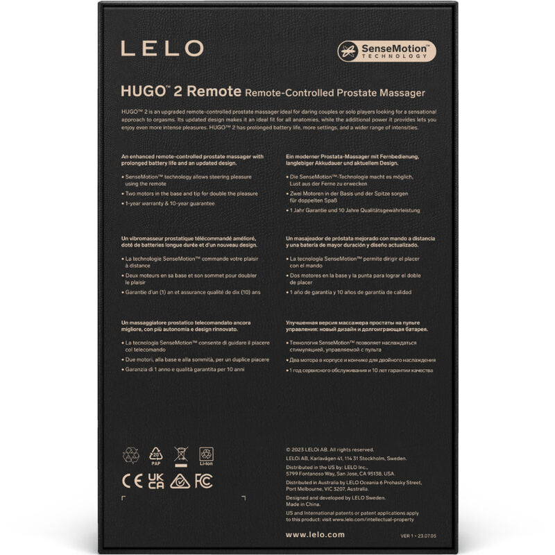 LELO - HUGO 2 PROSTATAMASSAGER MIT FERNBEDIENUNG SCHWARZ Massager Vibrator Produktansicht und Details
