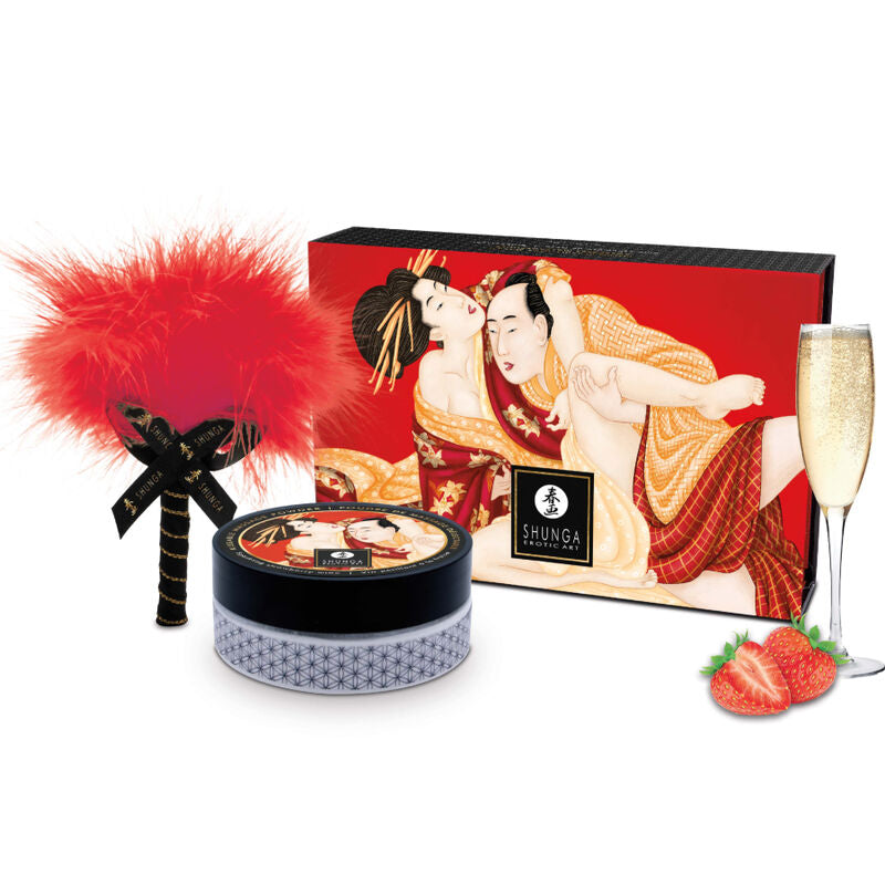 SHUNGA - ERDBEER-ESSBARE MASSAGEPULVER-SET Detailansicht bei Secret Pulse