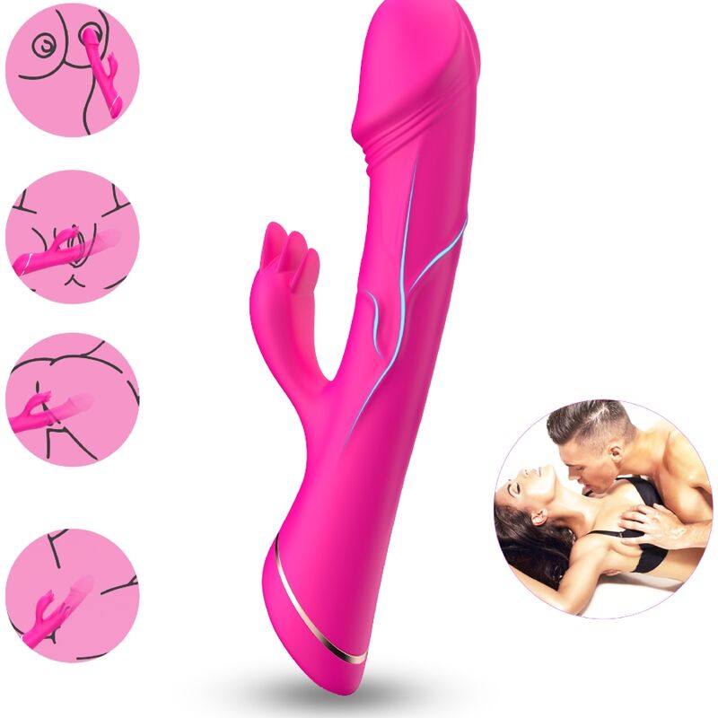 ARMONY Kaninchen Dildo Vibrator Fuchsia | Silikon & 2 Motoren – Dildo Bild 3