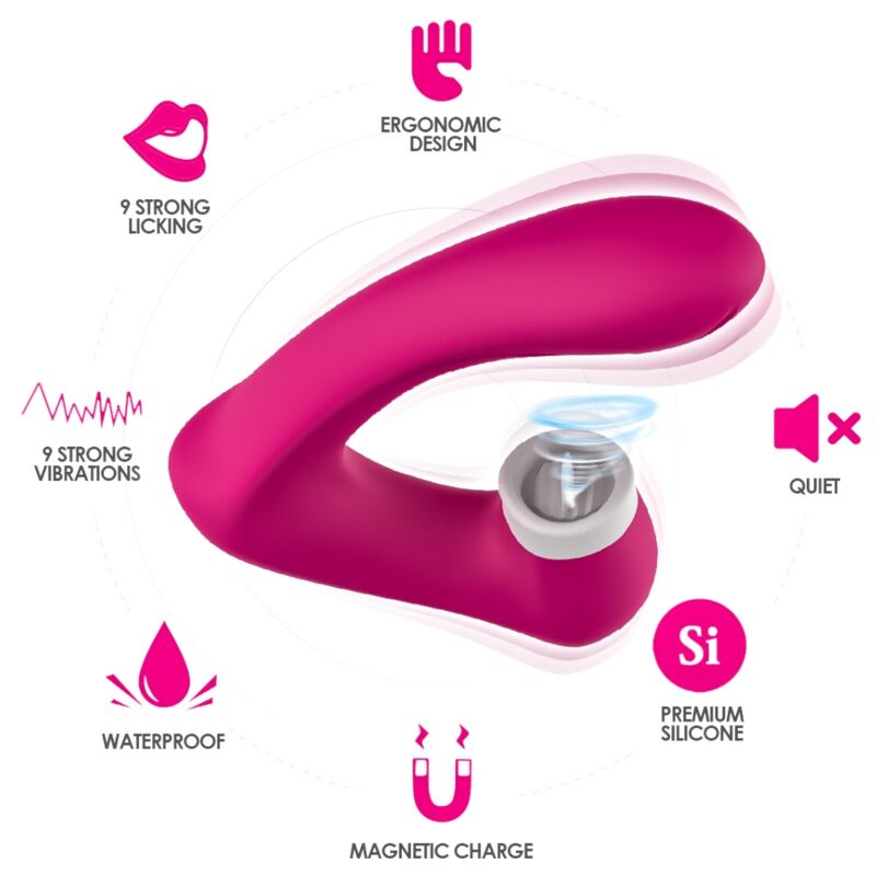 ARMONY - SECRETKISS LECKEN VIBRIERENDE KLITORIS & VIBRATOR GEBOGENES FUCHSIA hochwertiges Sextoy bei Secret Pulse