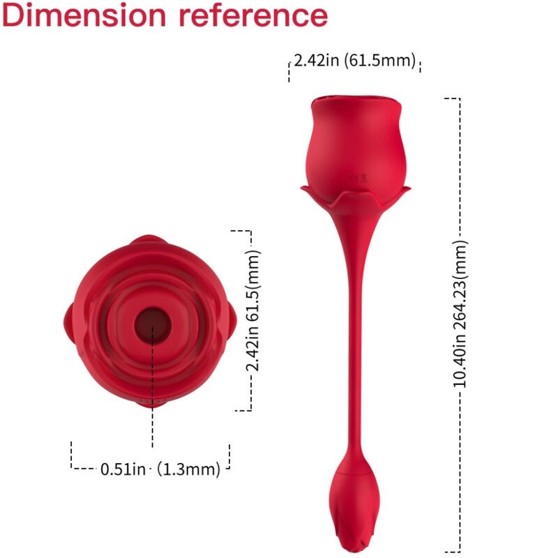 ARMONY - ROSA KLITORIS-SAUGER & VIBRATOR 10 MODI ROT Produktansicht und Details