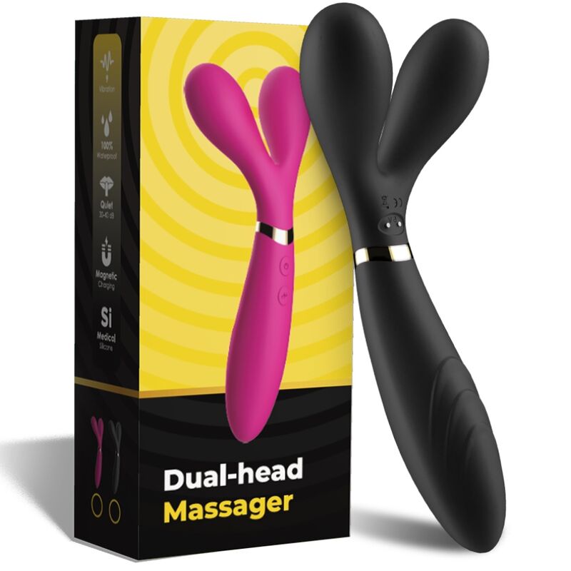 ARMONY - Y-WAND MASSAGER & VIBRATOR DOPPELKOPF SCHWARZ für sinnliche Momente allein oder zu zweit