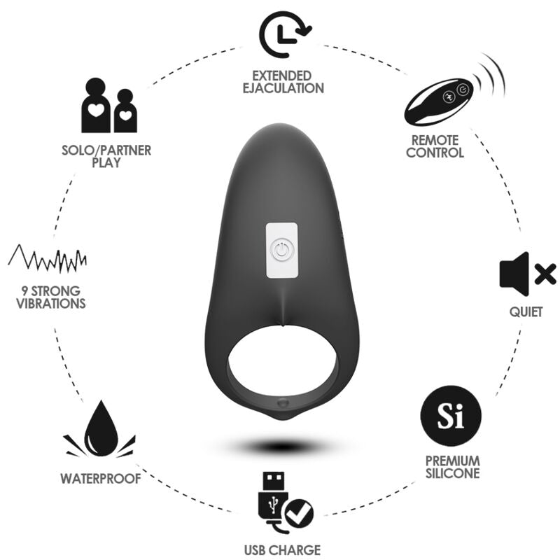 ARMONY - SHARK VIBRATORRING FÜR PAARE FERNBEDIENUNG SCHWARZ – Vibrator Bild 7