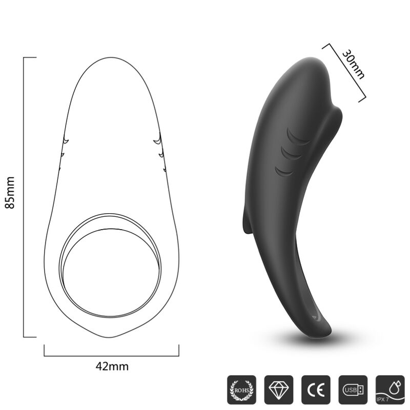 ARMONY - SHARK VIBRATORRING FÜR PAARE FERNBEDIENUNG SCHWARZ – Vibrator Bild 11