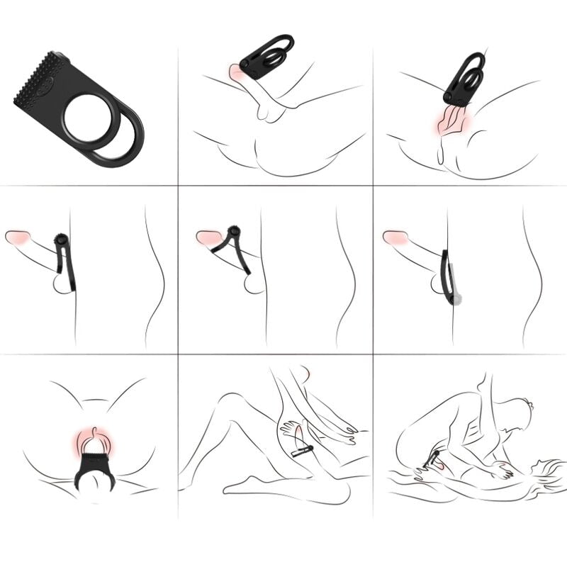 ARMONY - TWINS DOPPEL-VIBRATORRING FÜR PAARE SCHWARZ Produktansicht und Details