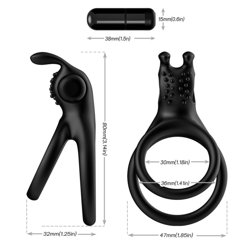 ARMONY - TRAVELLER DOPPEL-VIBRATORRING FÜR PAARE RABBIT SCHWARZ Rabbit Vibrator diskret online kaufen