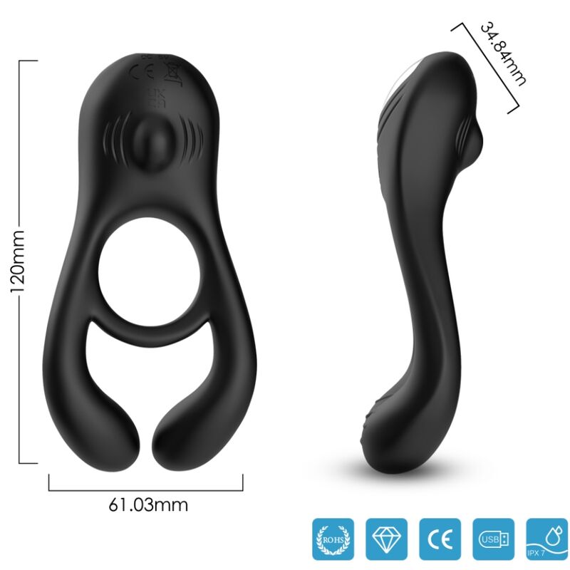 ARMONY - VEYRON DOPPEL-VIBRATOR-RINGSPIELZEUG FÜR PAARE MIT FERNBEDIENUNG SCHWARZ für sinnliche Momente allein oder zu zweit