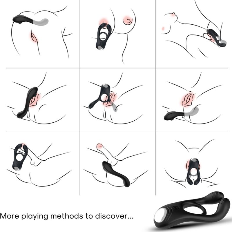 ARMONY - VEYRON DOPPEL-VIBRATOR-RINGSPIELZEUG FÜR PAARE MIT FERNBEDIENUNG SCHWARZ Produktansicht und Details
