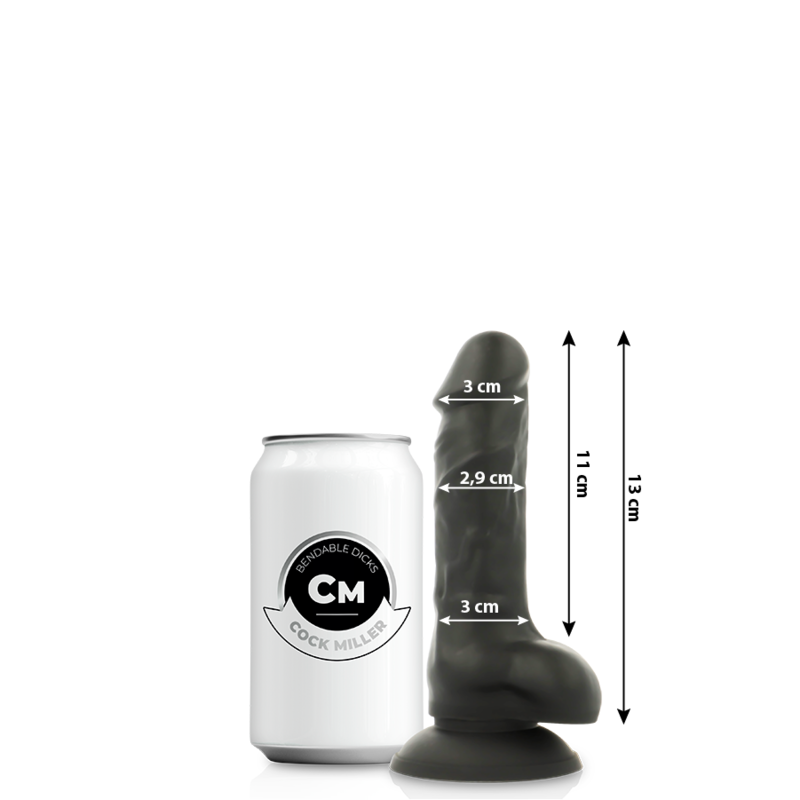 COCK MILLER – 13 cm Artikulierbarer Cocksil Dildo Schwarz Produktansicht und Details