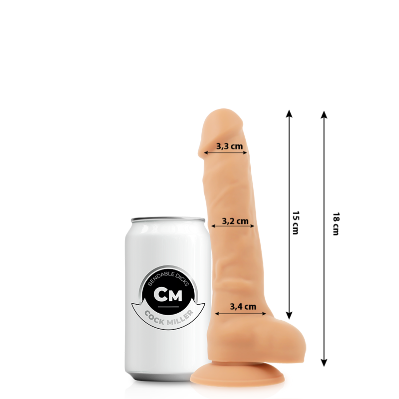 COCK MILLER – 18 cm Artikulierbarer Cocksil Dildo Fleisch Produktansicht und Details