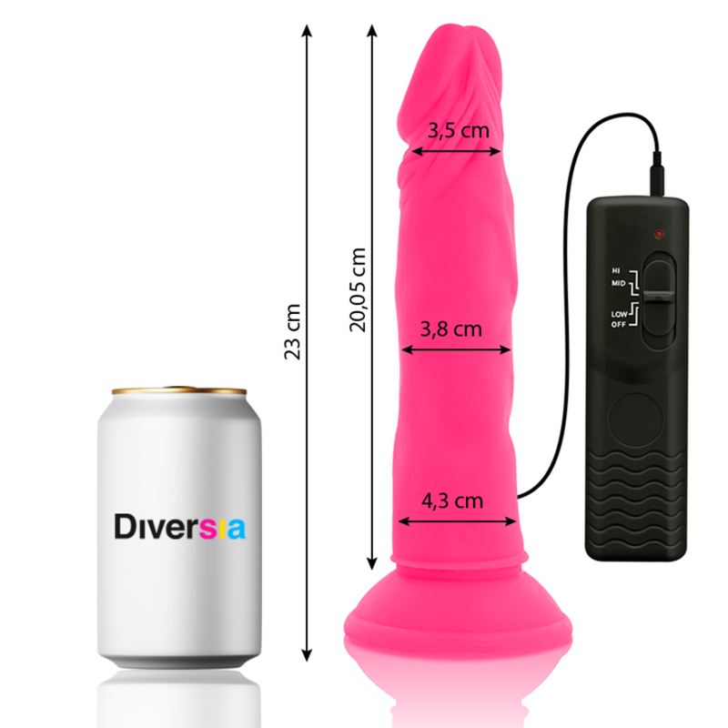 DIVERSIA - FLEXIBLER DILDO MIT VIBRATION ROSA 23 CM -O- 4.3 CM – Dildo Bild 3