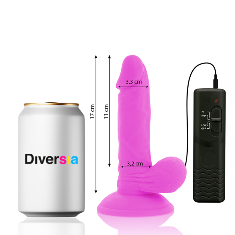 DIVERSIA - FLEXIBLER VIBRIERENDER DILDO LILA 17 CM -O- 3.3 CM – Dildo Bild 3