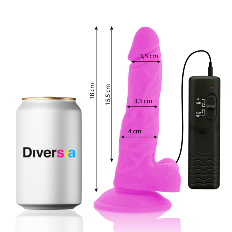 DIVERSIA - FLEXIBLER VIBRIERENDER DILDO LILA 18 CM -O- 4 CM – Dildo Bild 4