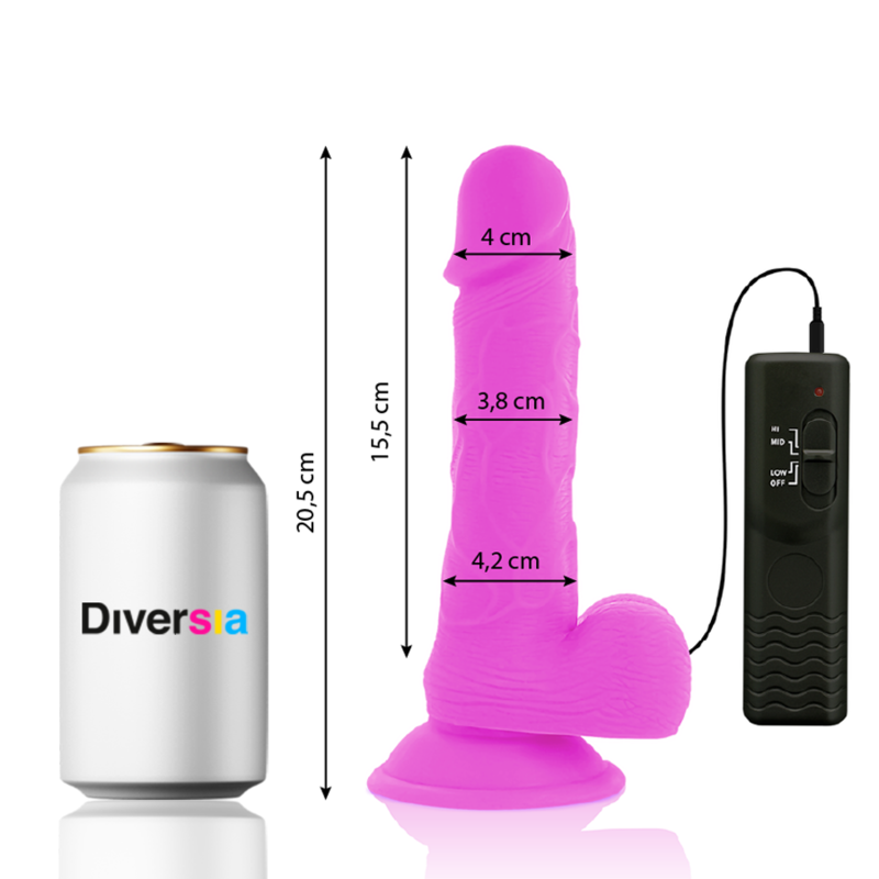 DIVERSIA - FLEXIBLER VIBRIERENDER DILDO LILA 20.5 CM -O- 4.2 CM – Dildo Bild 4