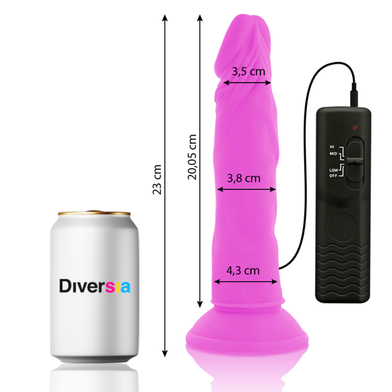 Diversia Flexibler Vibrierender Dildo 23 cm – Lila, Fernbedienbar – Dildo Bild 3