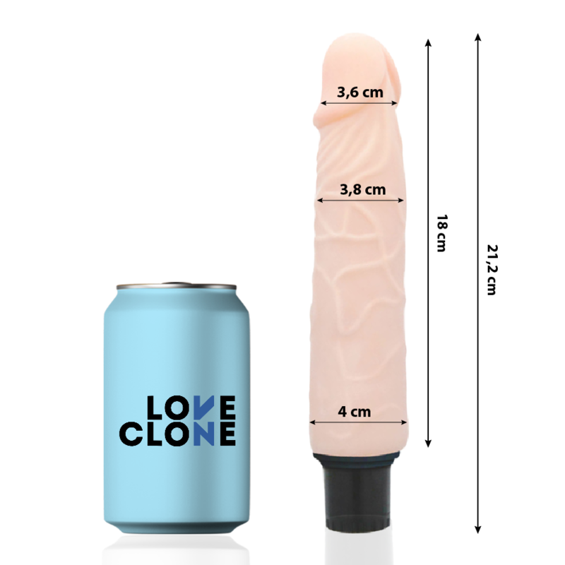 LOVECLONE - FINN SELBSTSCHMIERENDER VIBRATOR 21.2 CM -O- 3.8 CM Gleitgel Produktverpackung und Details