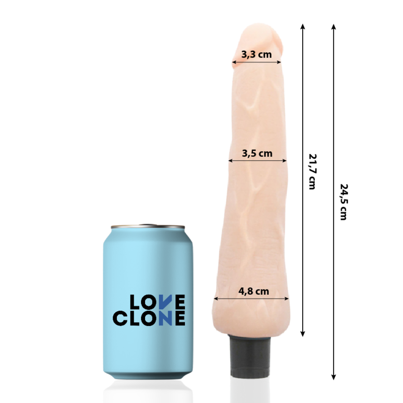 LOVECLONE - RAGNAR SELBSTSCHMIERENDER VIBRATOR 24.5 CM -O- 3.5 CM Gleitgel Produktverpackung und Details