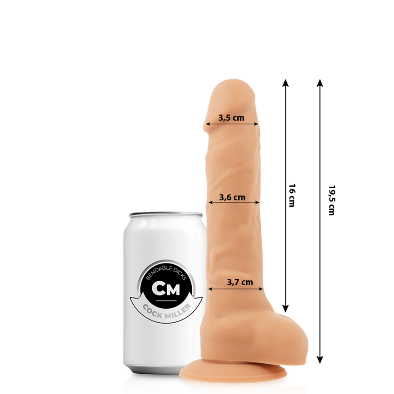 COCK MILLER – 19,5 cm Artikulierbarer Cocksil Dildo Fleisch Produktansicht und Details