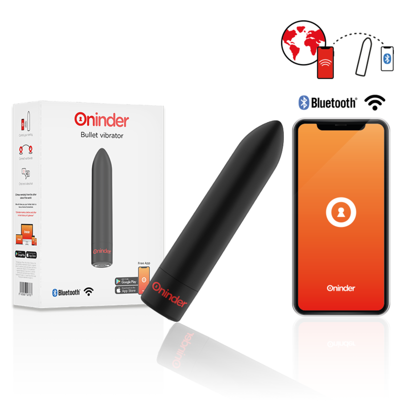 ONINDER - BERLIN BULLET VIBRATOR SCHWARZ 9 MODI 8,5 X 2 CM - KOSTENLOSE APP – Vibrator Bild 1