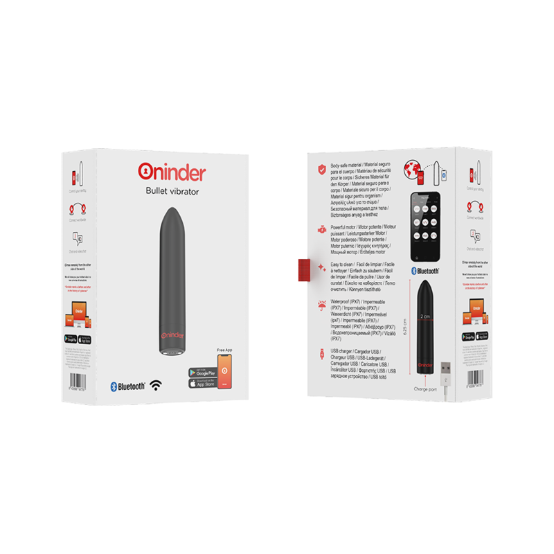 ONINDER - BERLIN BULLET VIBRATOR SCHWARZ 9 MODI 8,5 X 2 CM - KOSTENLOSE APP – Vibrator Bild 16