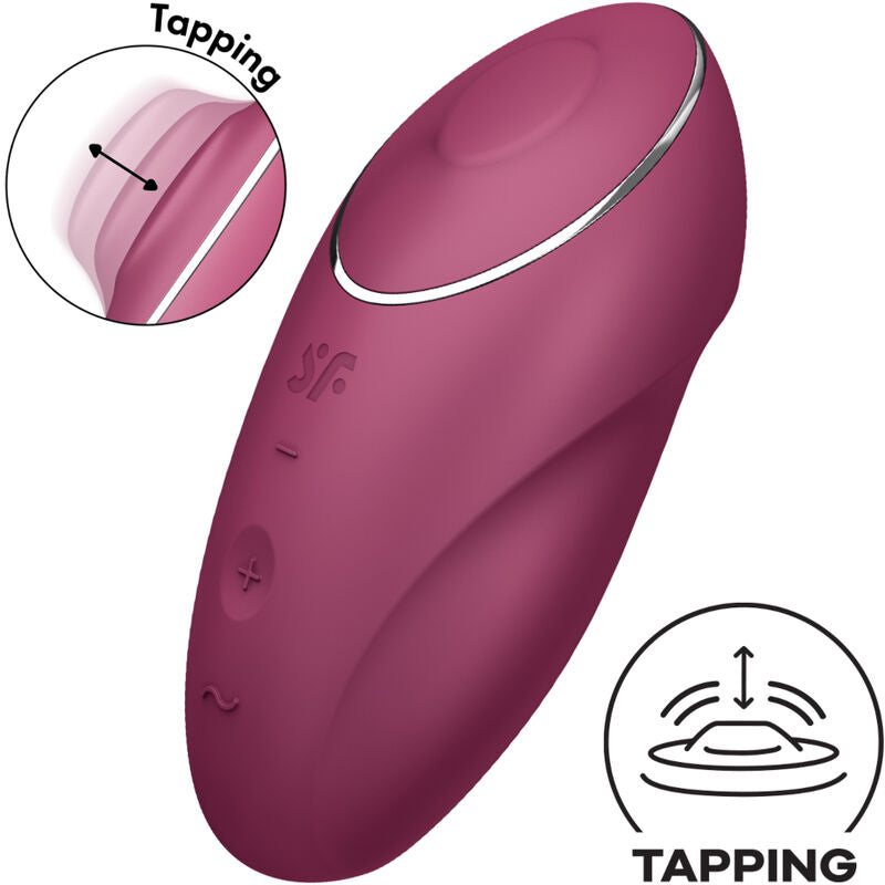 SATISFYER - TAP & CLIMAX 1 AUFLEGVIBRATOR ROT – Klitorisstimulator Bild 7