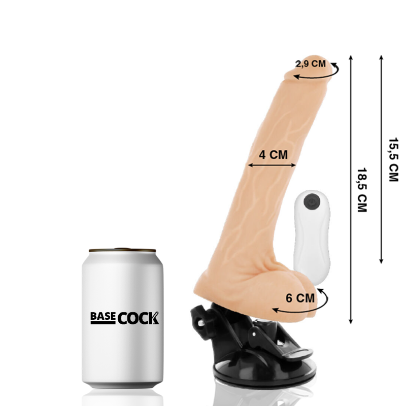 BASECOCK - ARTIKULIERBARER VIBRATOR NATÜRLICH FERNBEDIENUNG 18.5 CM -O- 4 CM für intensive Stimulation und Self-Love