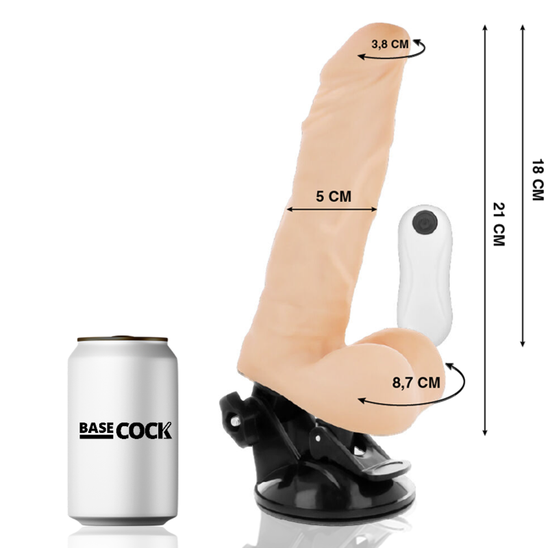 BASECOCK - ARTIKULIERBARER VIBRATOR NATÜRLICH MIT FERNBEDIENUNG 21 CM -O- 5 CM für intensive Stimulation und Self-Love