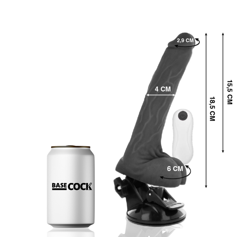 BASECOCK - ARTIKULIERBARER VIBRATOR MIT FERNBEDIENUNG SCHWARZ 18.5 CM -O- 4 CM für intensive Stimulation und Self-Love