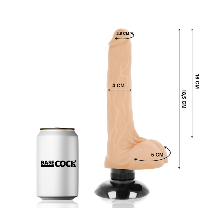 BASECOCK - REALISTISCHER VIBRATOR 2-1 NATÜRLICH 18.5 CM -O- 4 CM für intensive Stimulation und Self-Love