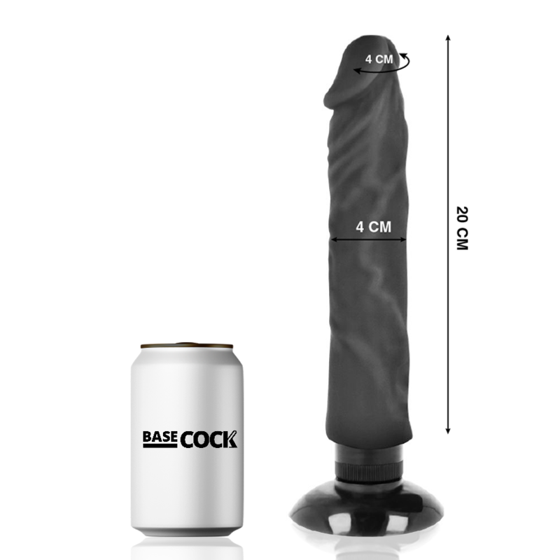 BASECOCK - REALISTISCHER VIBRATOR 2-1 SCHWARZ 20 CM -O- 4 CM für intensive Stimulation und Self-Love