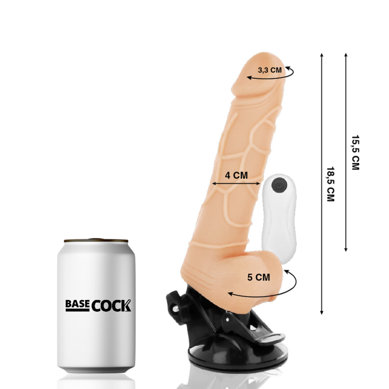 BASECOCK - REALISTISCHER NATÜRLICHER MIT FERNBEDIENUNG VIBRATOR 18.5 CM -O- 4CM für intensive Stimulation und Self-Love