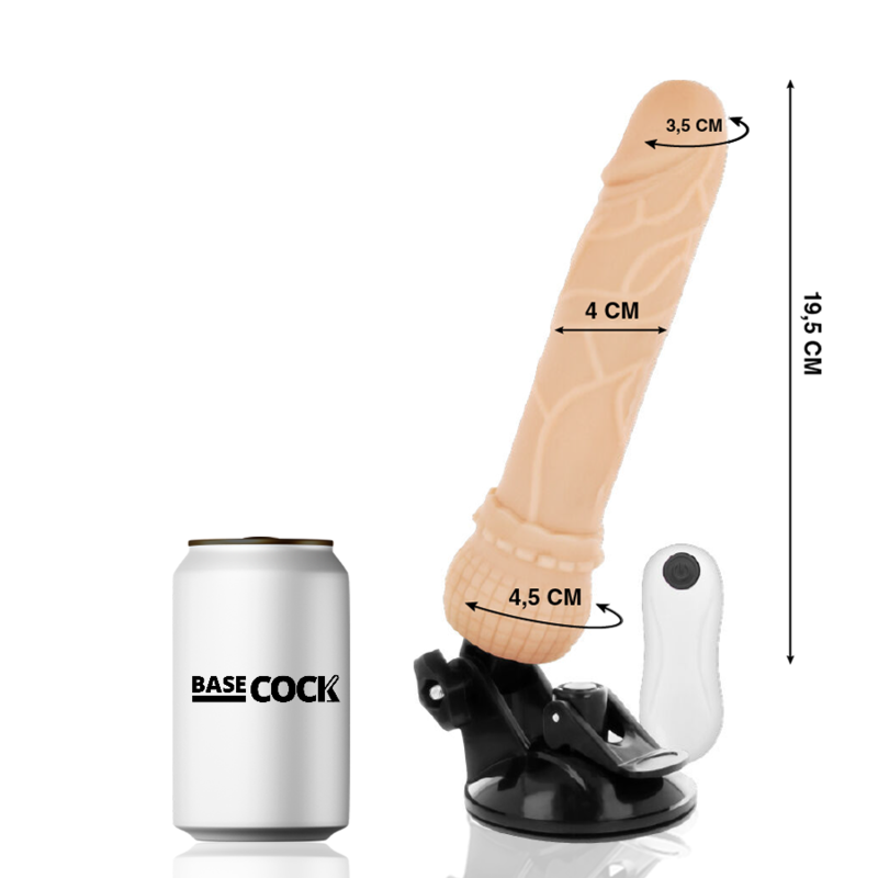 BASECOCK - REALISTISCHER NATÜRLICHER FERNBEDIENUNGSVIBRATOR 19.5 CM -O- 4 CM für intensive Stimulation und Self-Love