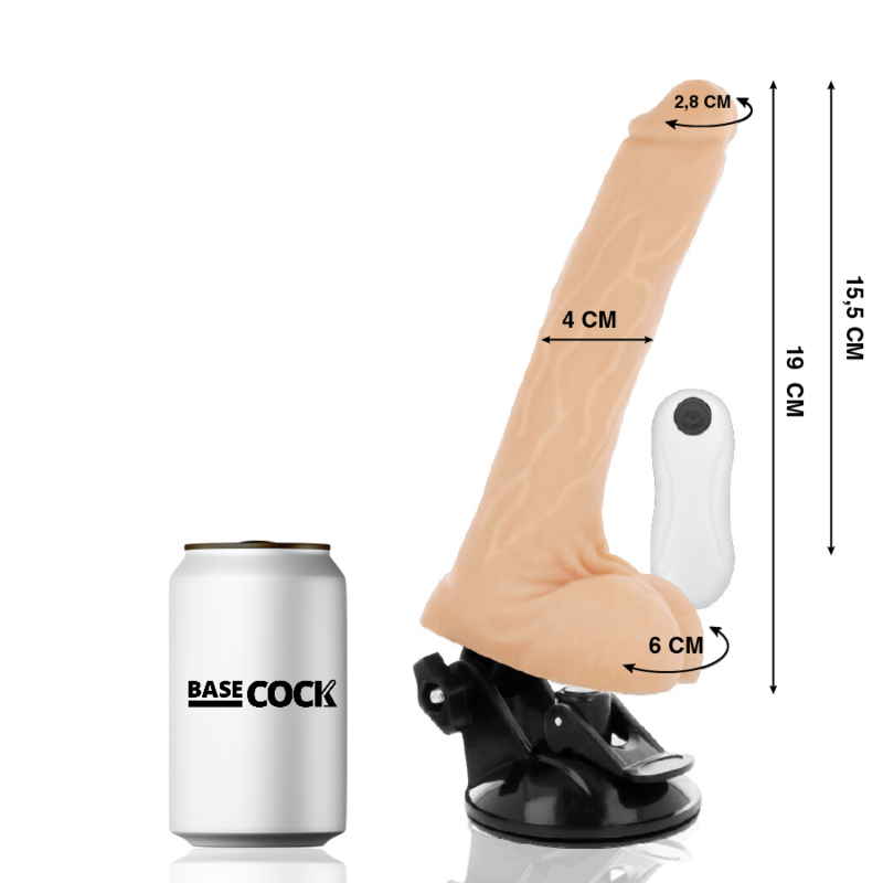 BASECOCK - REALISTISCHER VIBRATOR MIT FERNBEDIENUNG NATÜRLICH 19 CM -O- 4 CM für intensive Stimulation und Self-Love