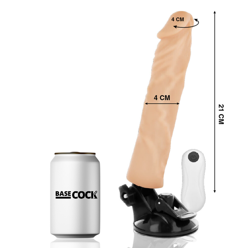 BASECOCK - REALISTISCHER VIBRATOR MIT FERNBEDIENUNG NATURWEISS 21 CM -O- 4 CM für intensive Stimulation und Self-Love