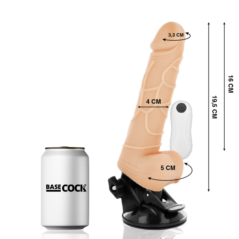 BASECOCK - REALISTISCHER VIBRATOR MIT FERNBEDIENUNG NATÜRLICH MIT HODEN 19.5 CM -O- 4 CM für intensive Stimulation und Self-Love