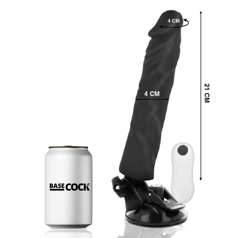 BASECOCK - REALISTISCHER VIBRATOR MIT FERNBEDIENUNG SCHWARZ 21 CM -O- 4 CM für intensive Stimulation und Self-Love