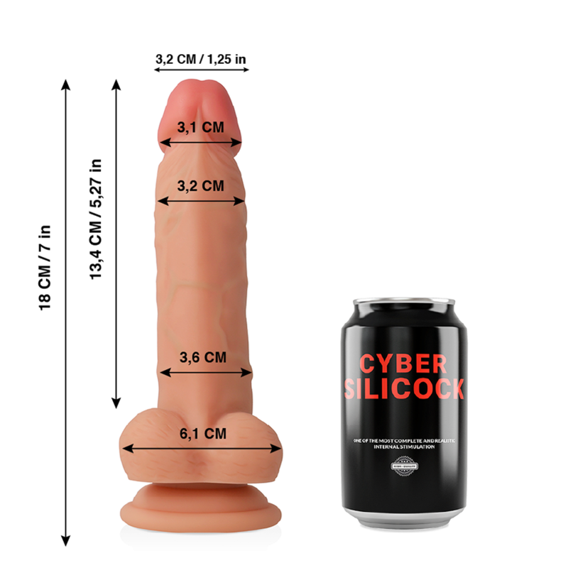 CYBER SILICOCK - JUDE ULTRA REALISTISCHES. WEICHES FLÜSSIGE SILIKON 18 CM -O- 3.2 CM – Erotik-Zubehör Bild 2