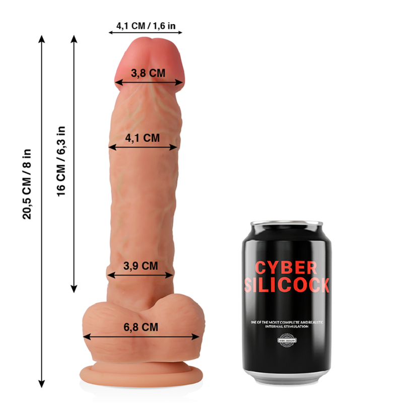 CYBER SILICOCK - ULTRA-REALISTISCHER. WEICHER FLÜSSIGER SILIKON-DONG 20.5 CM -O- 4.1 CM – Erotik-Zubehör Bild 2