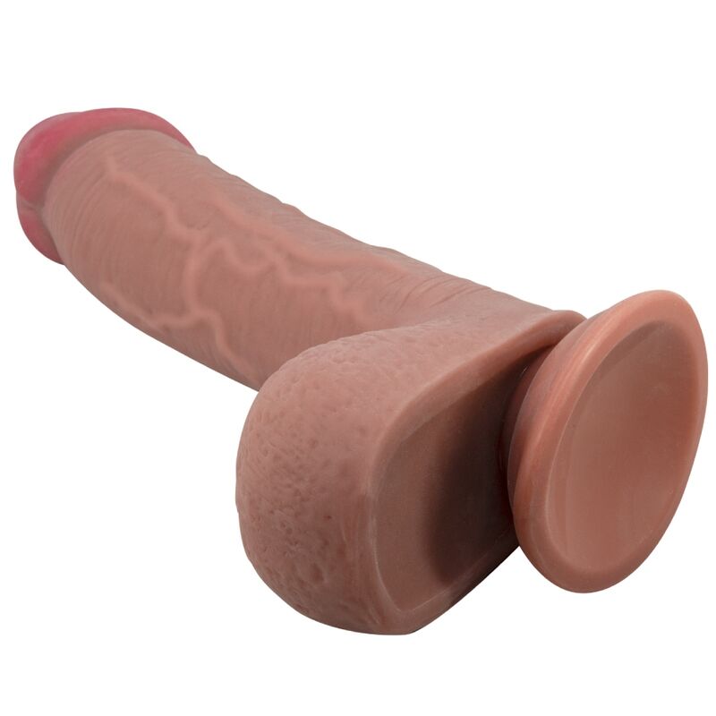 PRETTY LOVE - REALISTISCHER DILDO DER SLIDING SKIN-SERIE MIT SLIDING SKIN-SAUGNAPF BRAUN 23,4 CM Produktansicht und Details