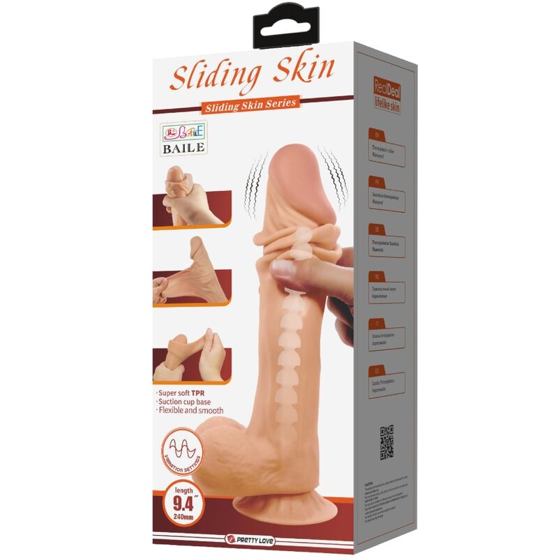 PRETTY LOVE - SLIDING SKIN SERIES REALISTISCHER DILDO MIT SLIDING SKIN SAUNAPF FERNBEDIENUNG FLEISCH 24 CM bei Secret Pulse im Erotikshop