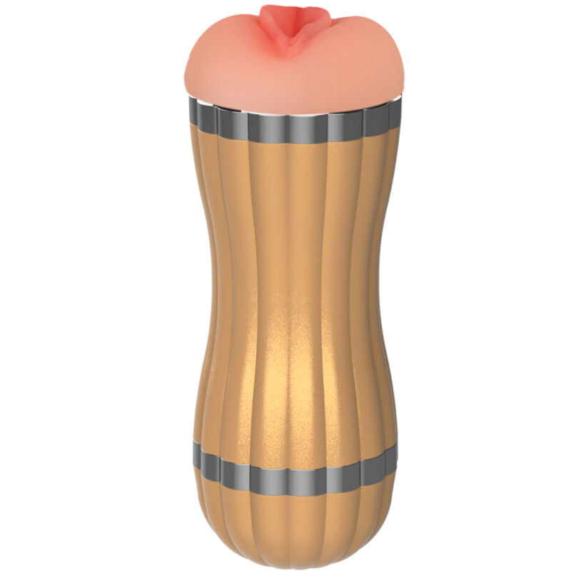 ARMONY - BEVIS DOPPEL-MASTURBATOR FÜR VAGINA & MUND OHNE VIBRATION GOLD Produktansicht und Details
