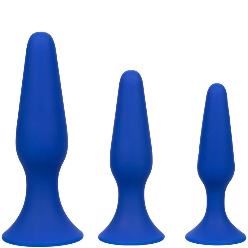 3er Analplug-Set Blau – Premium Silikon, konisch & wasserdicht