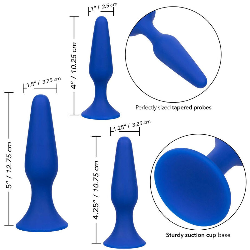 3er Analplug-Set Blau – Premium Silikon, konisch & wasserdicht Sextoy-Set Produktansicht