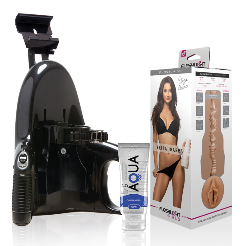FLESHLIGHT - ELIZA IBARRA VAGINA + UNIVERSAL LAUNCH + SCHMIERMITTEL IN AQUA-QUALITÄT 50 ML Masturbator diskret online kaufen