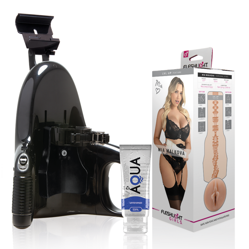 FLESHLIGHT - MIA MALKOVA VAGINA LVL UP + UNIVERSAL LAUNCH + SCHMIERMITTEL IN AQUA-QUALITÄT 50 ML Masturbator diskret online kaufen