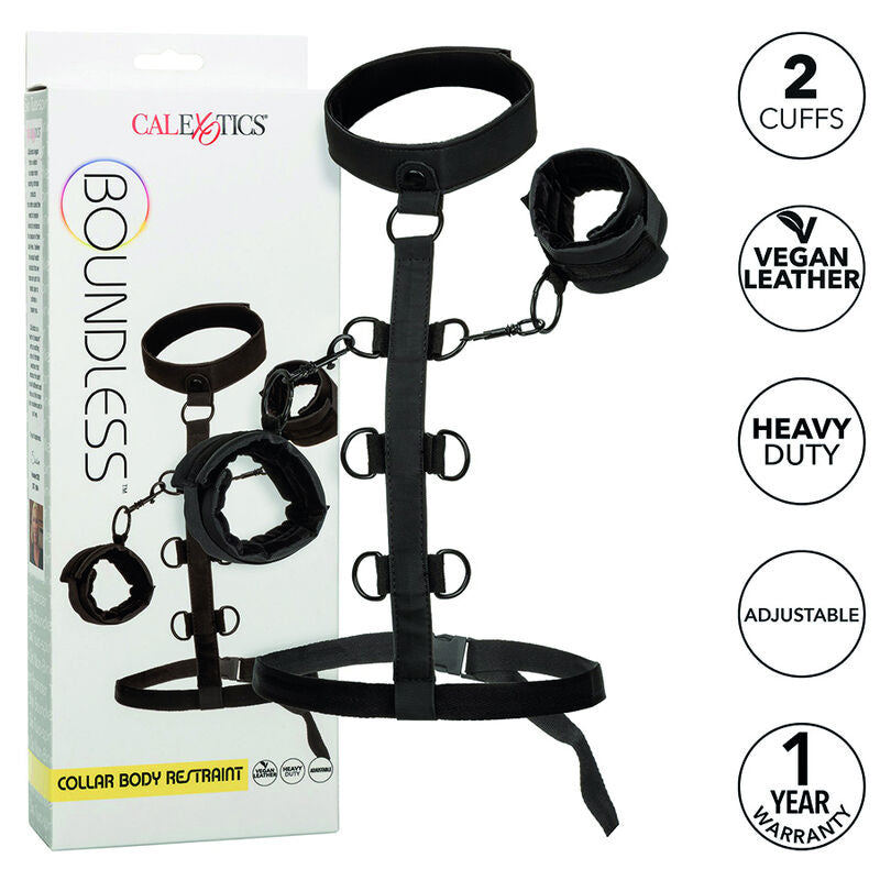 CALEXOTICS Boundless Collar Body Harness – Verstellbarer Kragen mit Manschetten für BDSM & Bondage