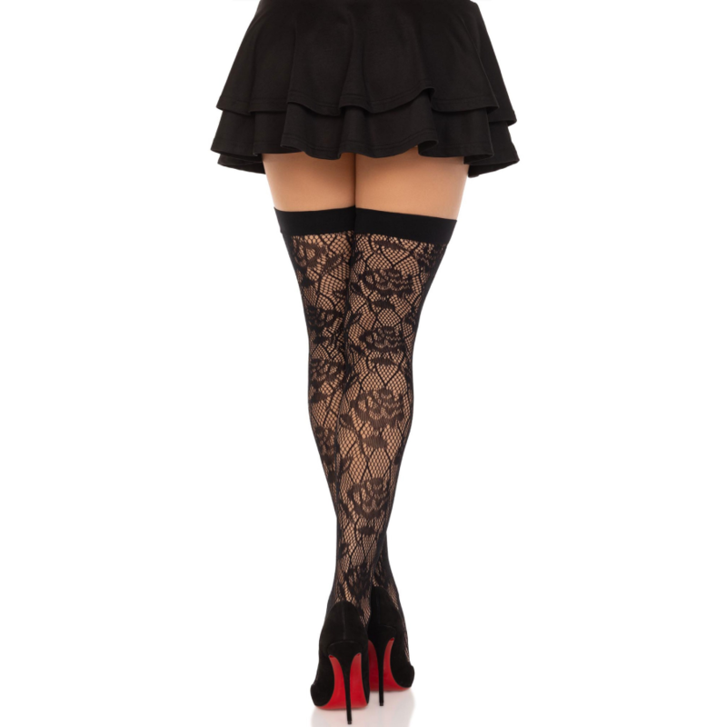 LEG AVENUE - WILD ROSES NET STOCKS SCHWARZ – Sinnliche Deko Bild 2