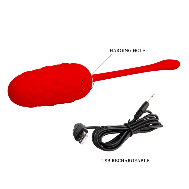 PRETTY LOVE - VIBRIERENDES EI MIT ROTER WIEDERAUFLADBARER MEERESTEXTUR – Vibrator Bild 15