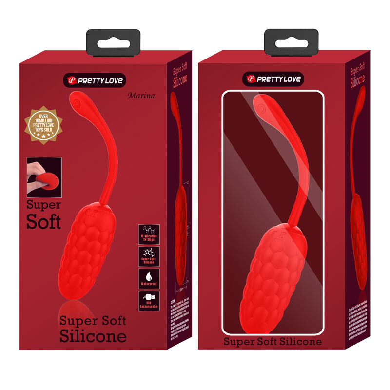 PRETTY LOVE - VIBRIERENDES EI MIT ROTER WIEDERAUFLADBARER MEERESTEXTUR – Vibrator Bild 18